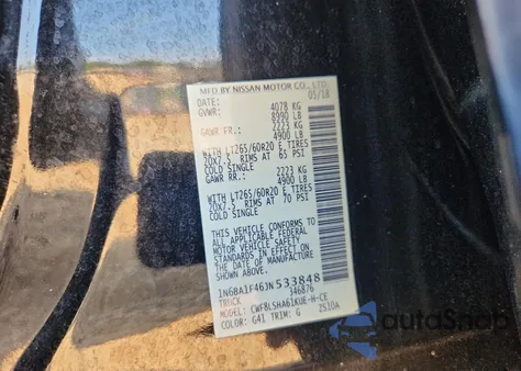 2018 Nissan Titan Xd Sl z USA, uszkodzony, nr VIN 1N6BA1F46JN533848